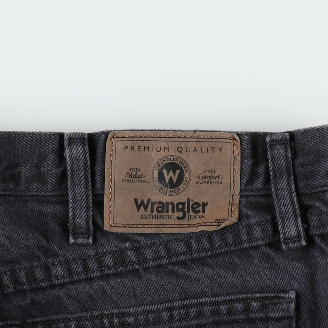 Wrangler Relaxed Fit Black Denim Tapered Jeans, Men's Size W37 (approx.) cotton black type Vintage Second Hand