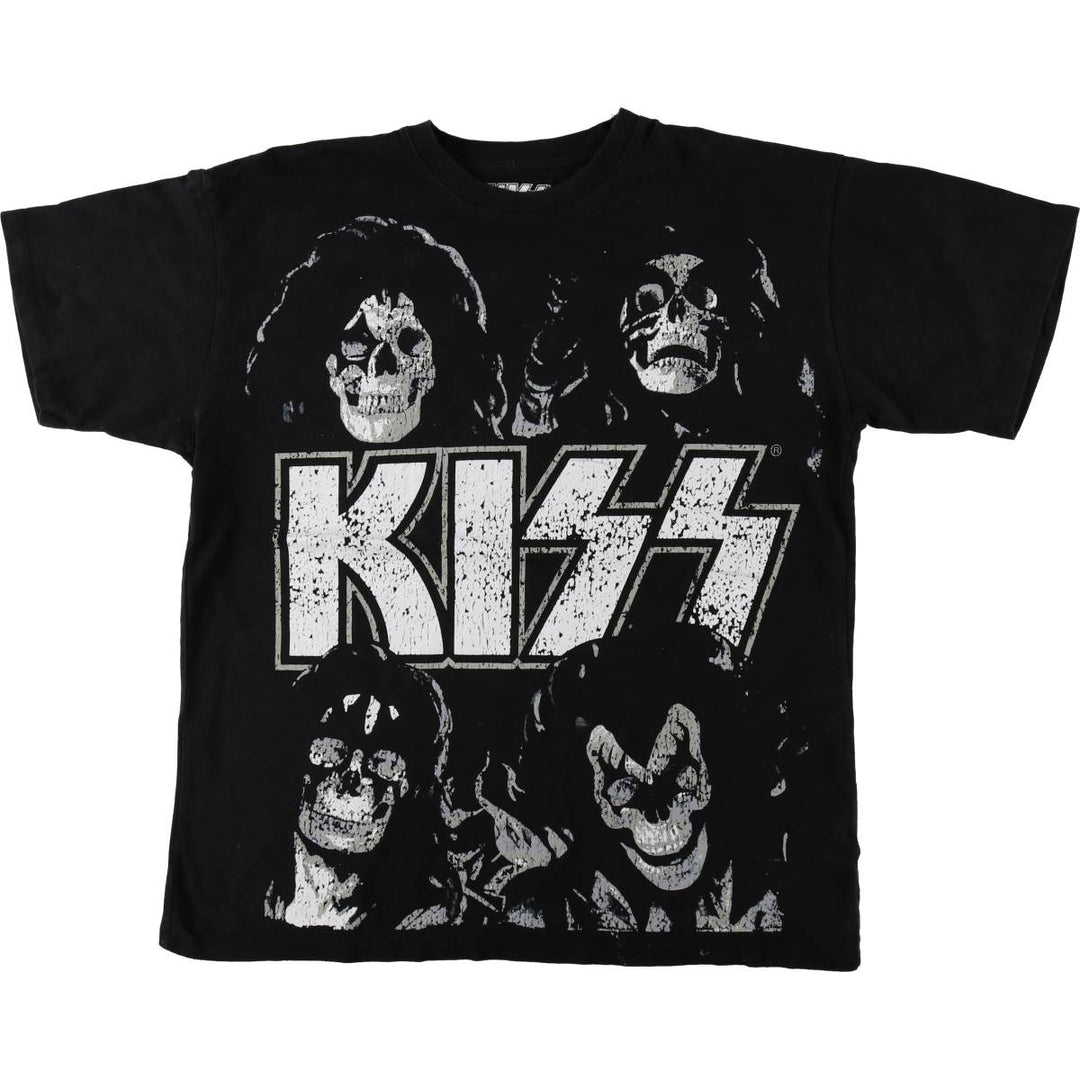 KISS Band T-shirt, Band T, Men's L size unclear black type Vintage Second Hand