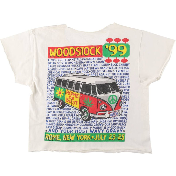 Woodstock '99 Cut-off Band T-Shirt (Men's Size M) unclear white type Vintage Second Hand