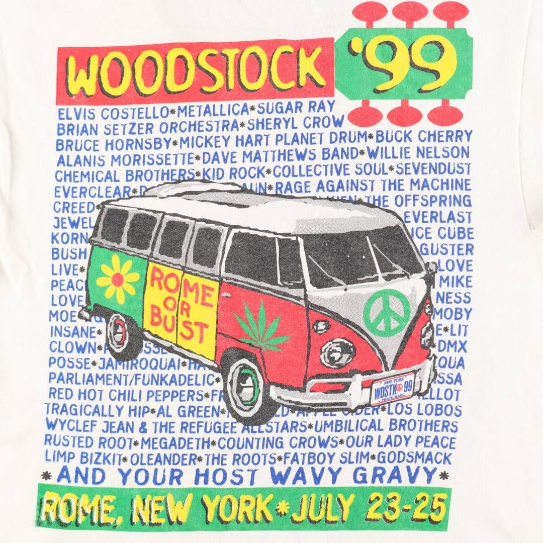 Woodstock '99 Cut-off Band T-Shirt (Men's Size M) unclear white type Vintage Second Hand