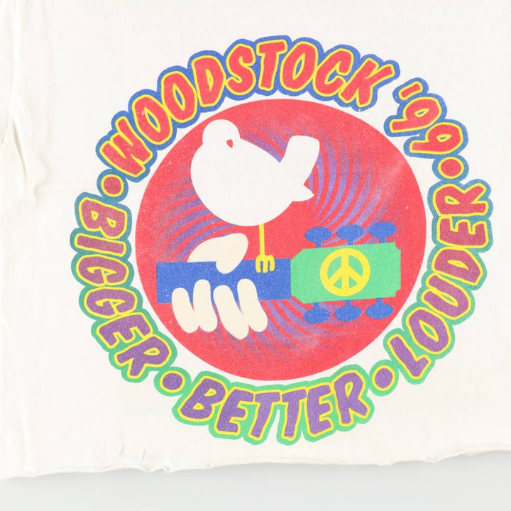 Woodstock '99 Cut-off Band T-Shirt (Men's Size M) unclear white type Vintage Second Hand