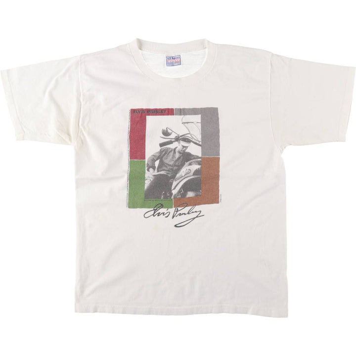 90'S All Sport Events Elvis Presley Band T-shirt, Men's Size L (approx.), Vintage cotton white type Vintage Second Hand
