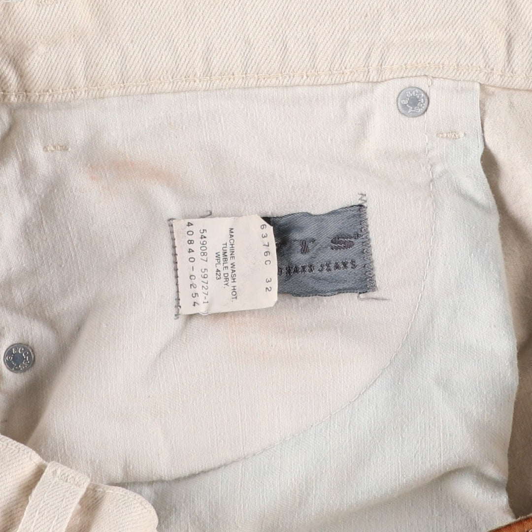 1990'S Levi's 40840-0254 Tapered Denim Pants, Made in USA, Men's Size W38 (approx.), Vintage cotton white type Vintage Second Hand