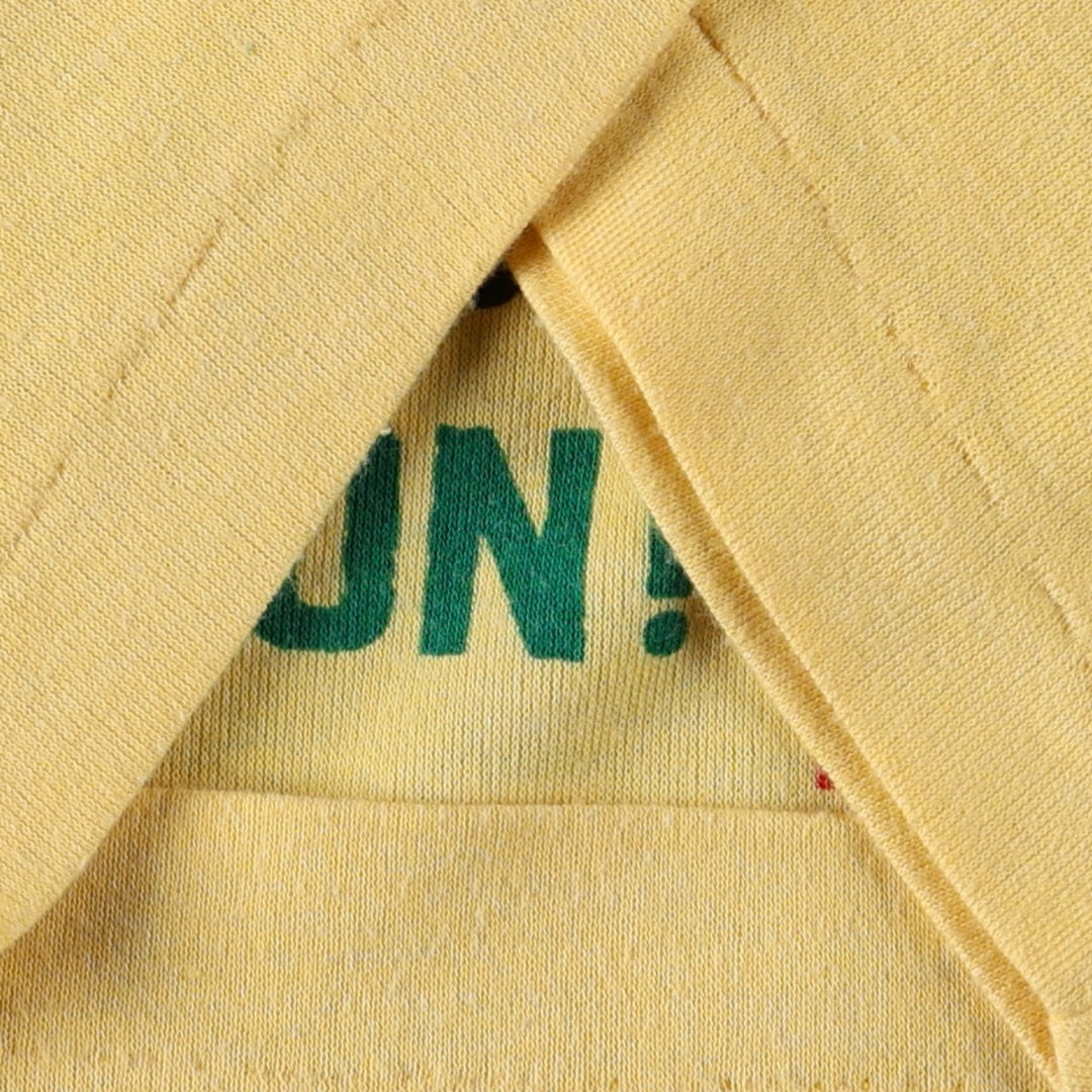 Printed T-shirt, men's size L unclear yellow type Vintage Second Hand