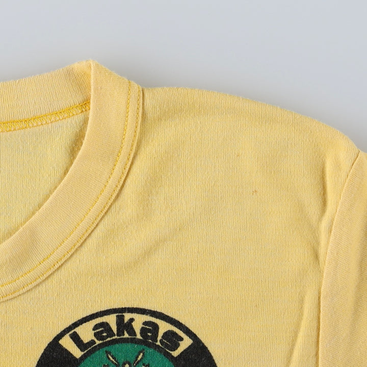 Printed T-shirt, men's size L unclear yellow type Vintage Second Hand