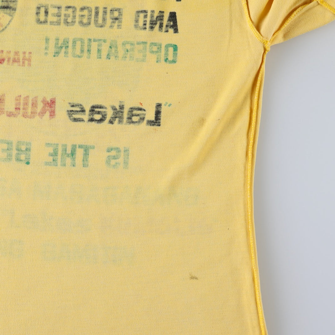 Printed T-shirt, men's size L unclear yellow type Vintage Second Hand