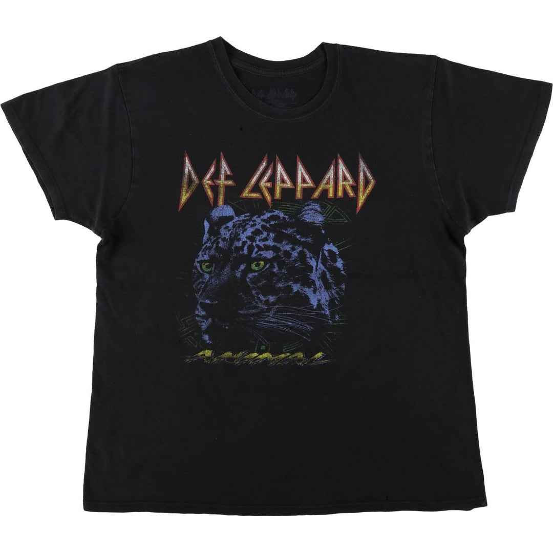 DEF LEPPARD Def Leppard Leopard Pattern Band T-shirt Band Tee Men's XL equivalent cotton black type Vintage Second Hand