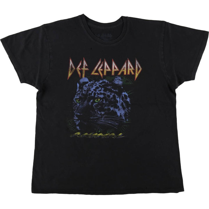 DEF LEPPARD Def Leppard Leopard Pattern Band T-shirt Band Tee Men's XL equivalent cotton black type Vintage Second Hand