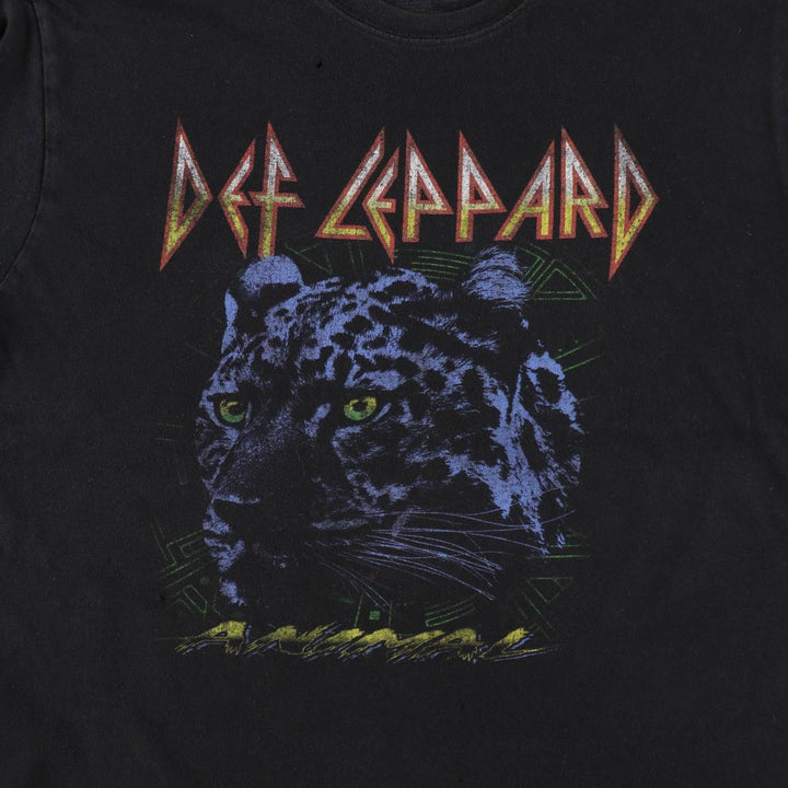 DEF LEPPARD Def Leppard Leopard Pattern Band T-shirt Band Tee Men's XL equivalent cotton black type Vintage Second Hand
