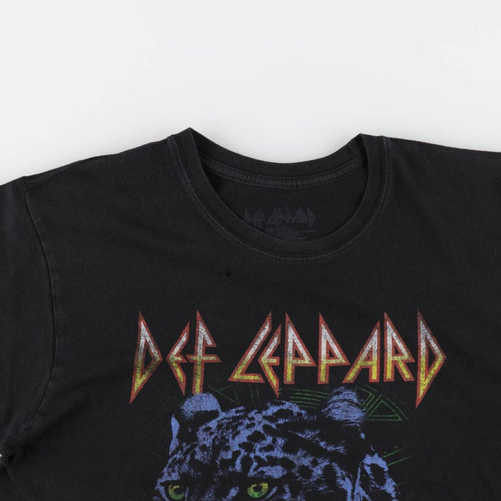 DEF LEPPARD Def Leppard Leopard Pattern Band T-shirt Band Tee Men's XL equivalent cotton black type Vintage Second Hand