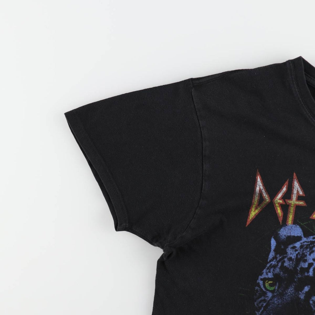 DEF LEPPARD Def Leppard Leopard Pattern Band T-shirt Band Tee Men's XL equivalent cotton black type Vintage Second Hand