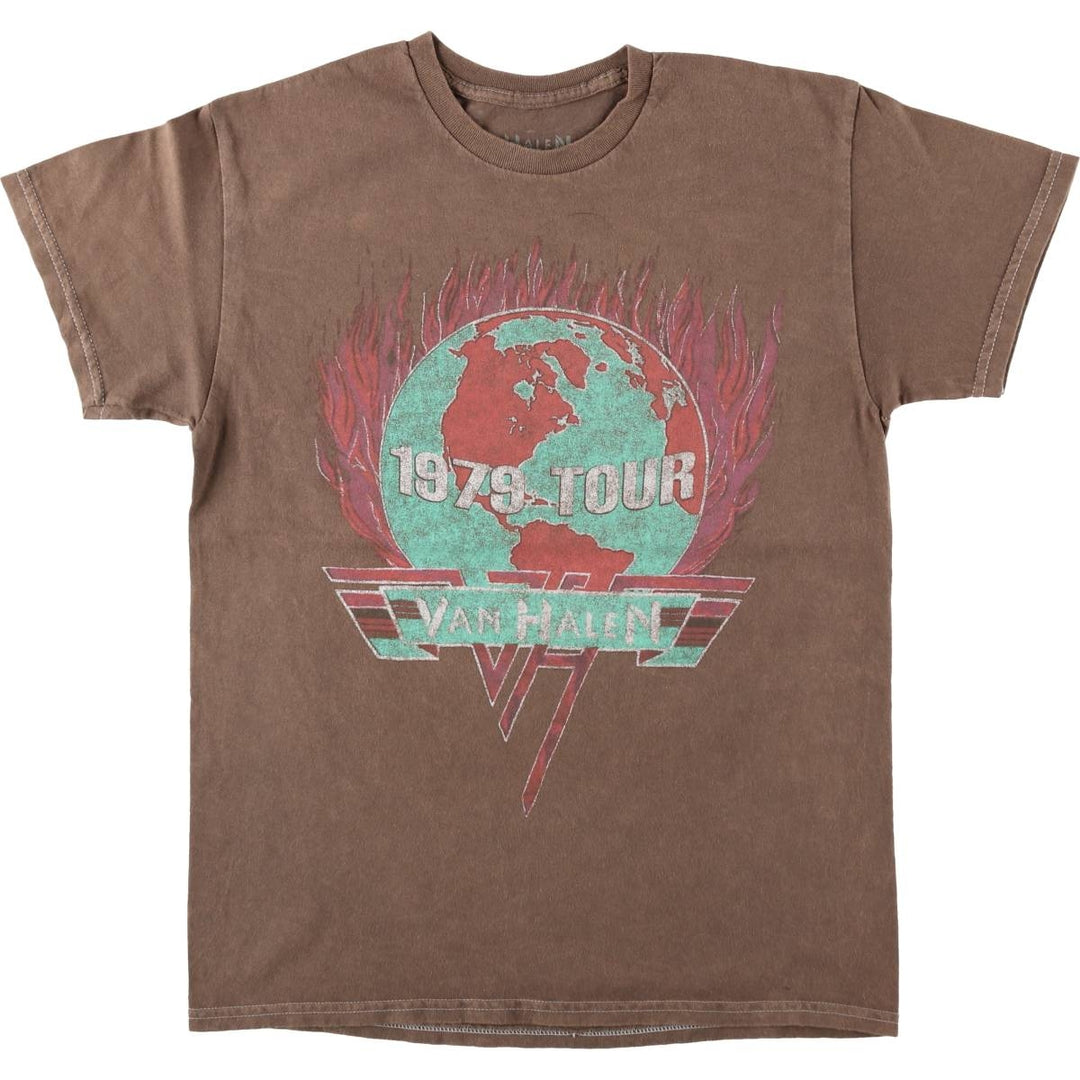 VAN HALEN Van Halen band T-shirt, men's size M cotton brown type Vintage Second Hand