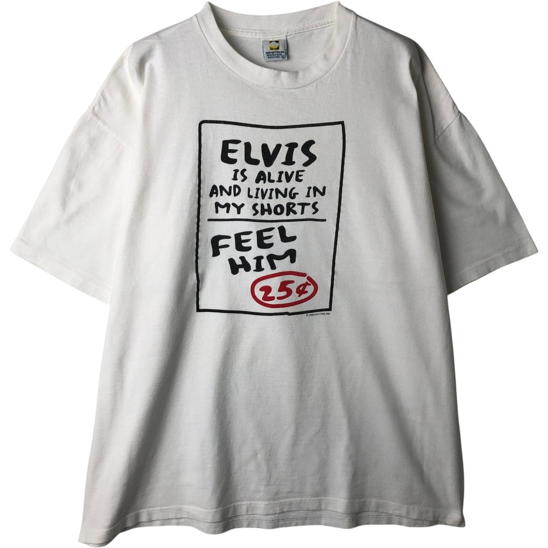 ELVIS PRESLEY band t-shirt, made in USA, men's size XL. cotton white type Vintage Second Hand
