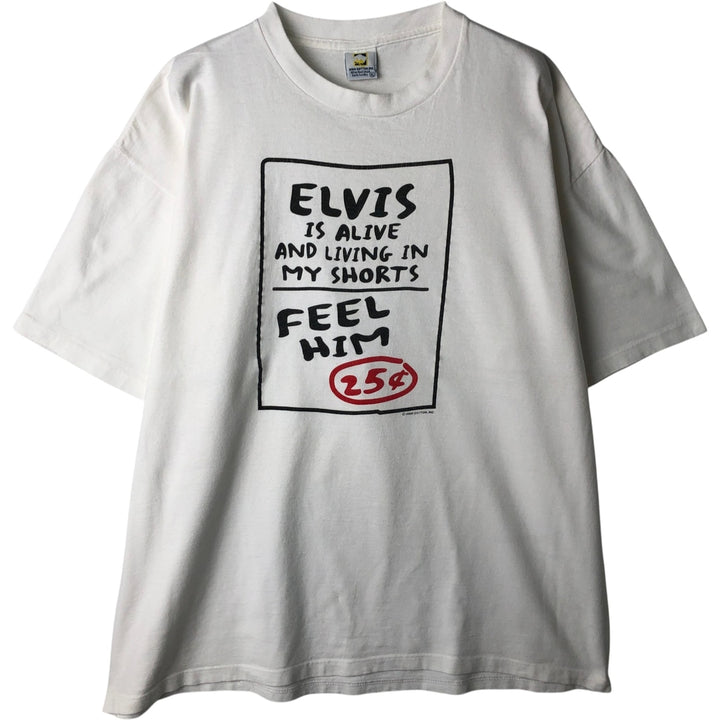 ELVIS PRESLEY band t-shirt, made in USA, men's size XL. cotton white type Vintage Second Hand
