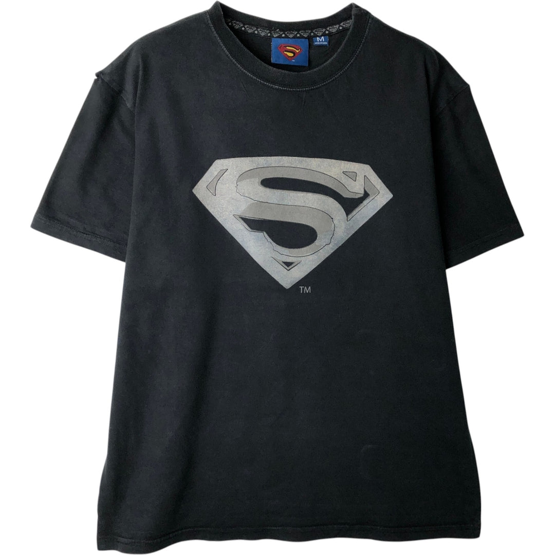 SUPERMAN character print T-shirt, men's size M (equivalent) unclear black type Vintage Second Hand