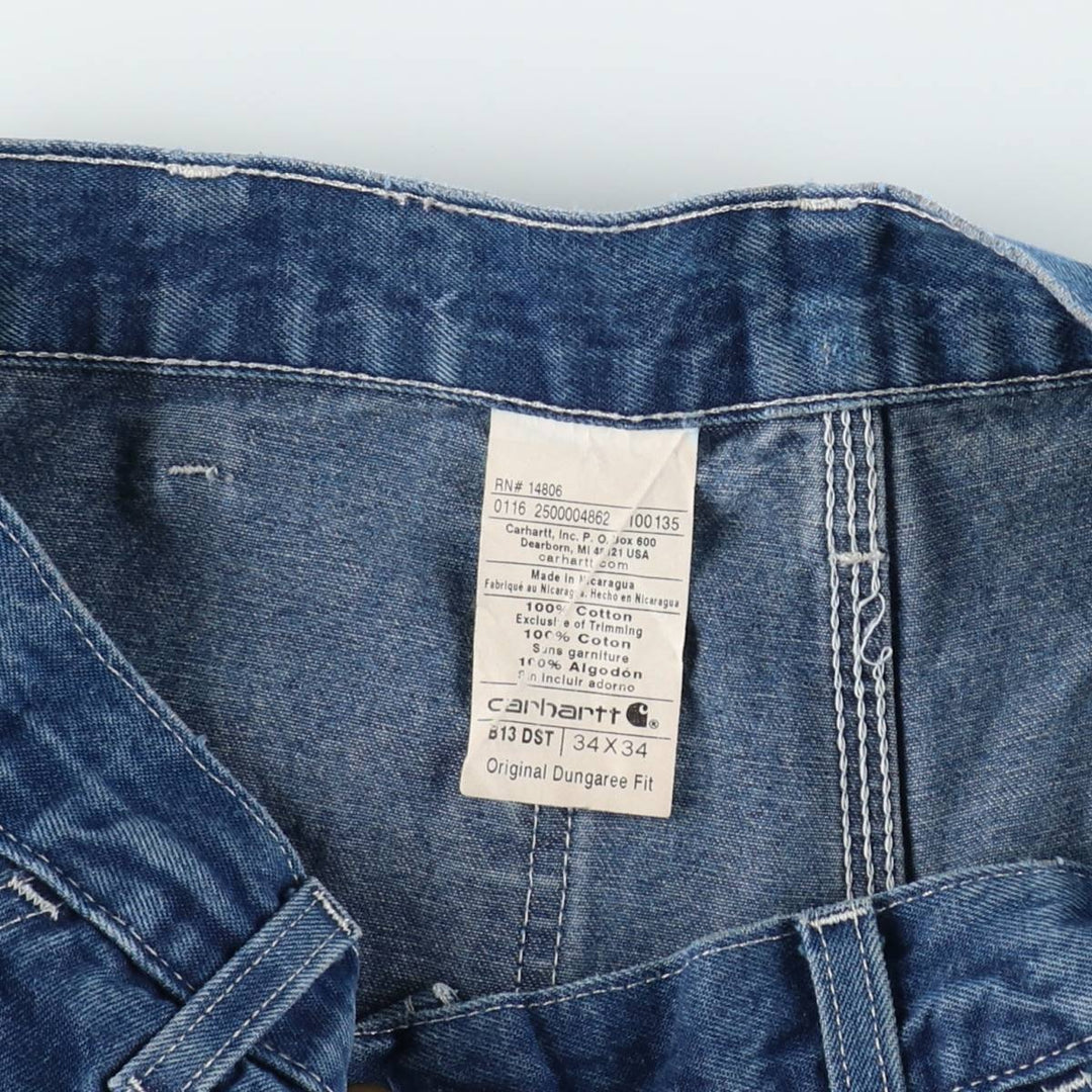 Carhartt Original Dungaree Fit Cut-Off Denim Painter Pants, Men's W35 (approx.) cotton blue type Vintage Second Hand