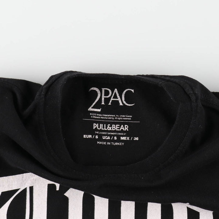2pac Rap T-shirt, Men's S size cotton black type Vintage Second Hand