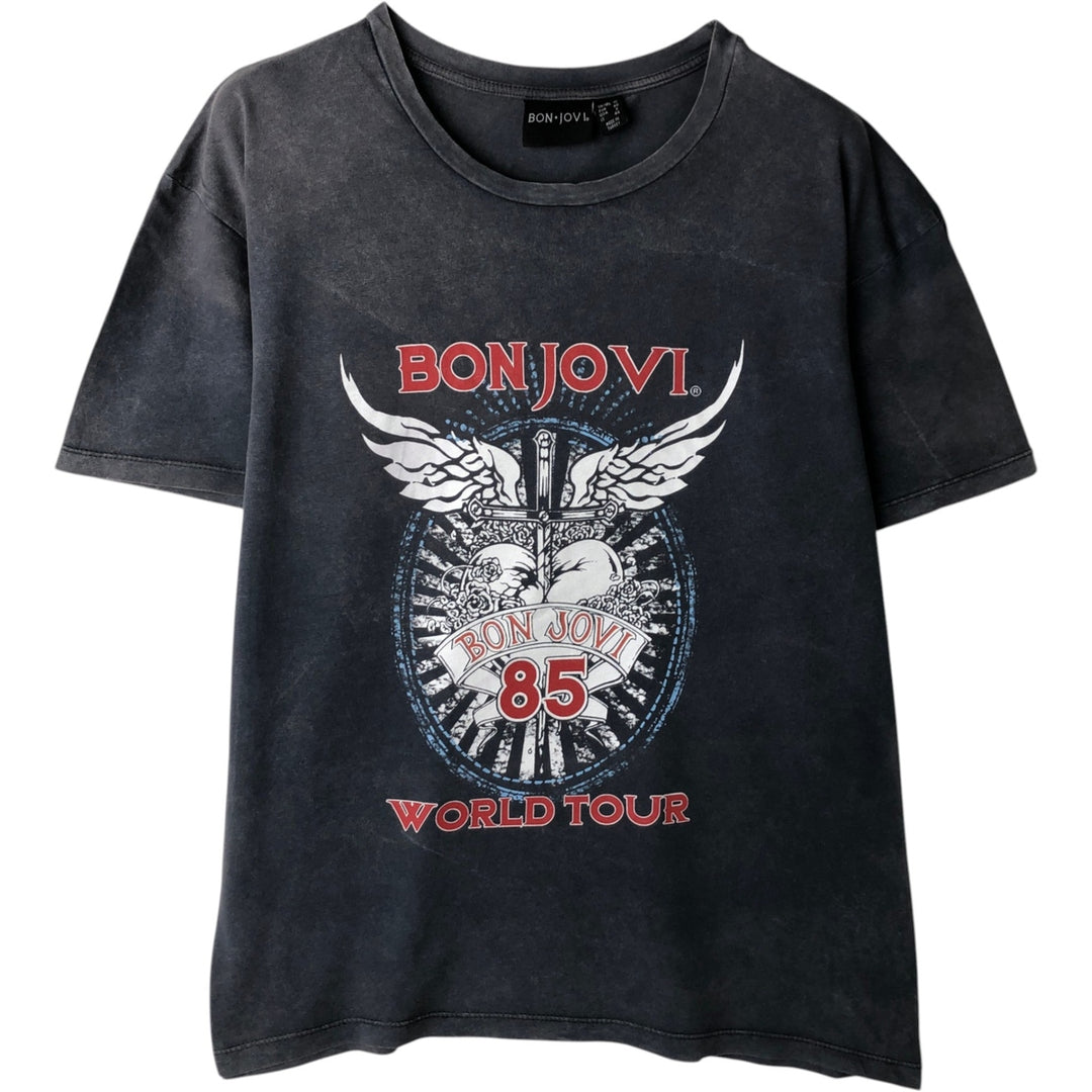 BON JOVI band t-shirt, men's size XXL equivalent. cotton Charcoal Vintage Second Hand