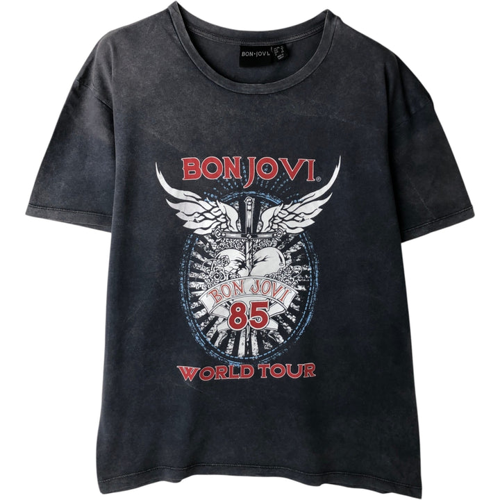 BON JOVI band t-shirt, men's size XXL equivalent. cotton Charcoal Vintage Second Hand