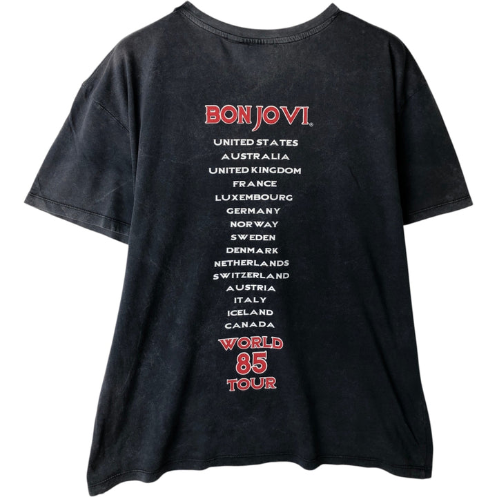 BON JOVI band t-shirt, men's size XXL equivalent. cotton Charcoal Vintage Second Hand