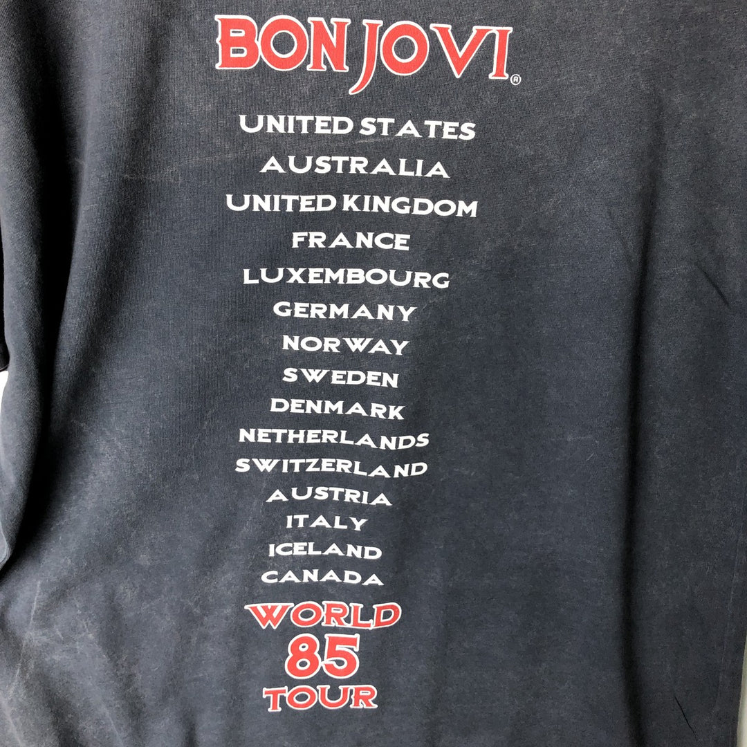 BON JOVI band t-shirt, men's size XXL equivalent. cotton Charcoal Vintage Second Hand