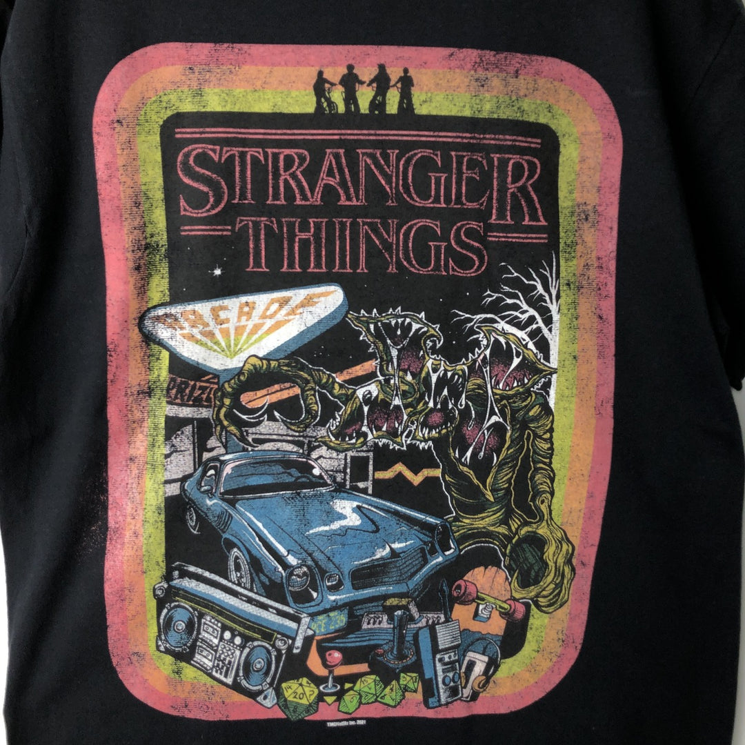 STRANGER THINGS Stranger Things Movie T-shirt Men's XL size unclear black type Vintage Second Hand