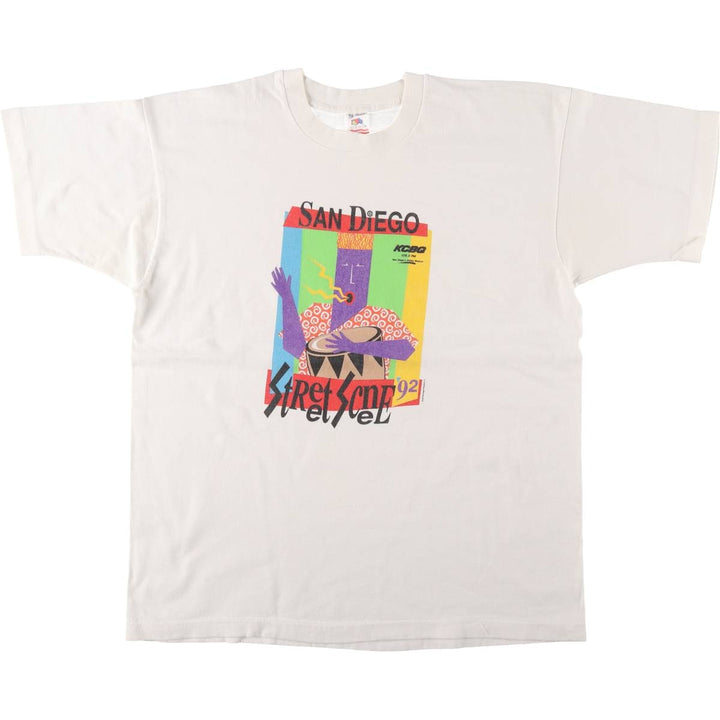 90'S Fruit of the Loom San Diego Advertising T-Shirt, Made in USA, Men's XL equivalent, Vintage cotton white type Vintage Second Hand