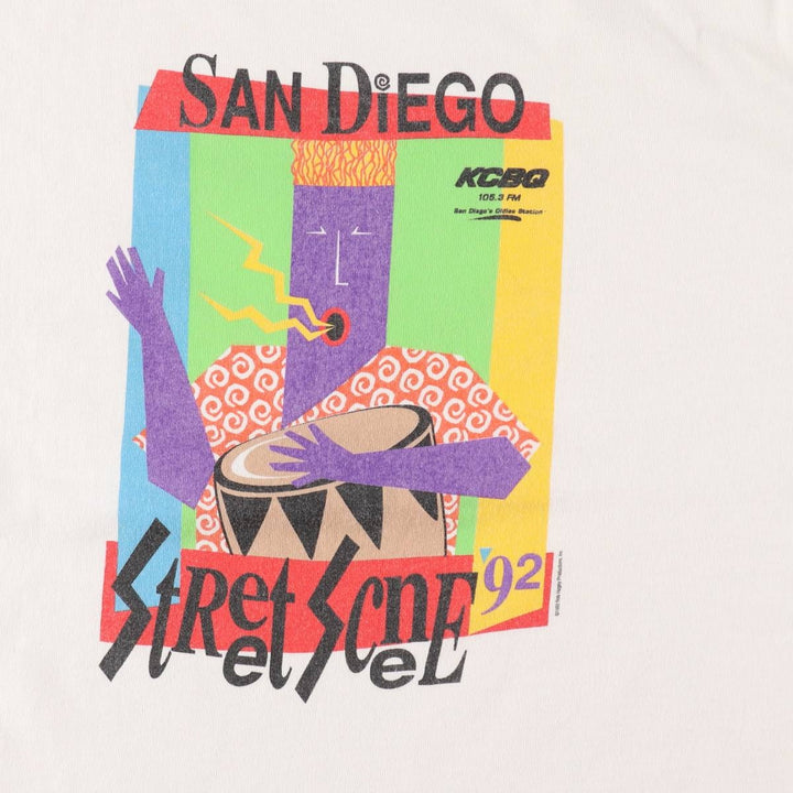 90'S Fruit of the Loom San Diego Advertising T-Shirt, Made in USA, Men's XL equivalent, Vintage cotton white type Vintage Second Hand
