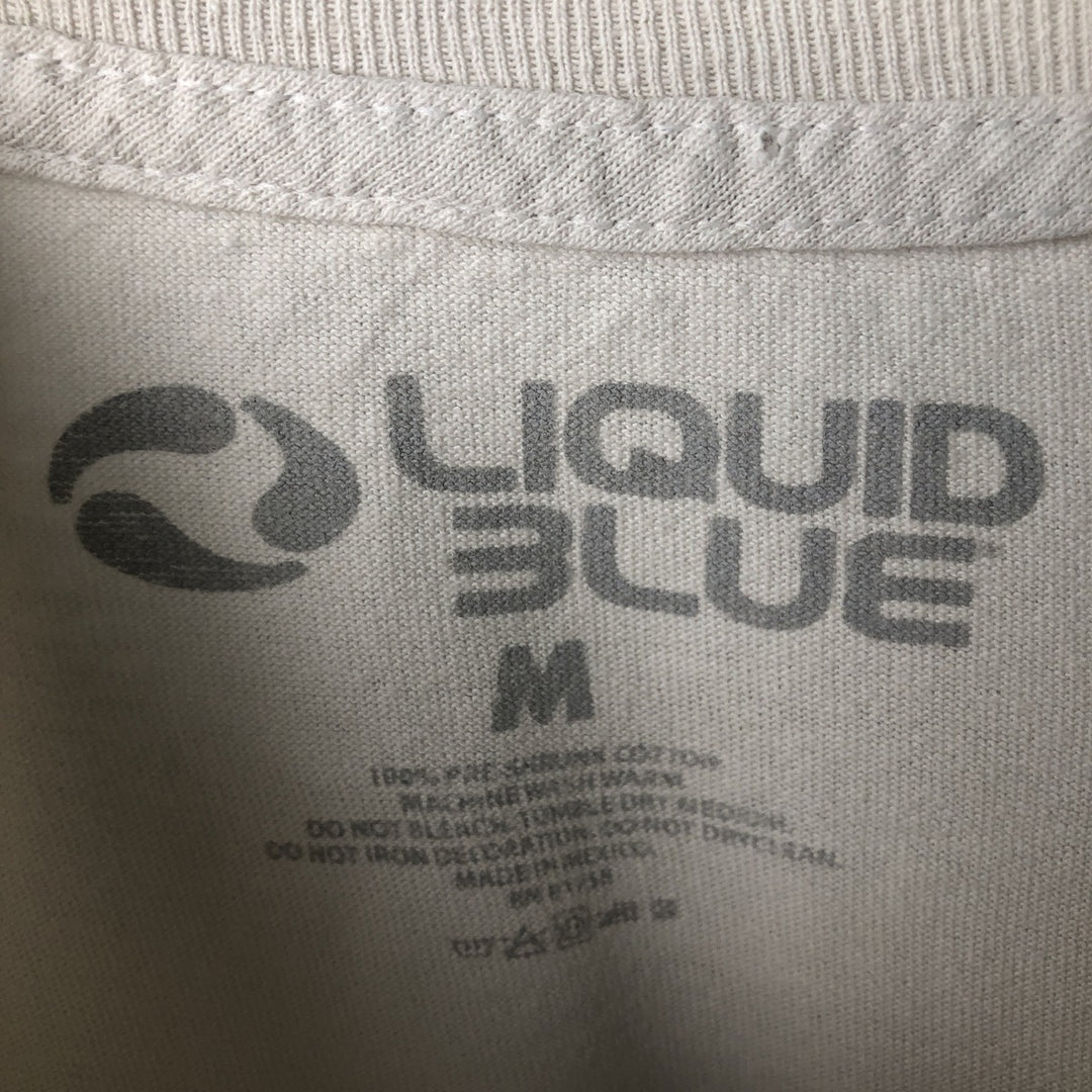2000'S Liquid Blue Grateful Dead Skull Pattern Floral Band T-Shirt (Men's Size M) cotton Beige type Vintage Second Hand