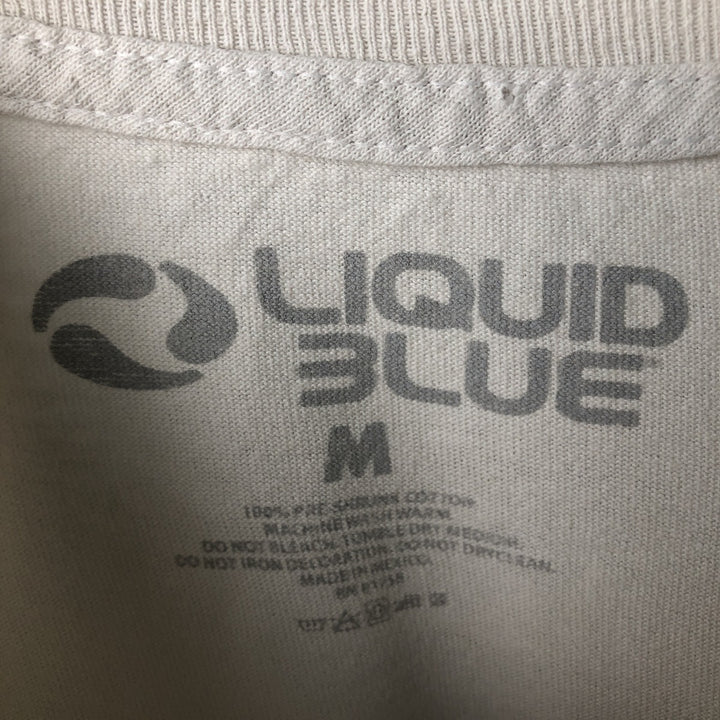 2000'S Liquid Blue Grateful Dead Skull Pattern Floral Band T-Shirt (Men's Size M) cotton Beige type Vintage Second Hand