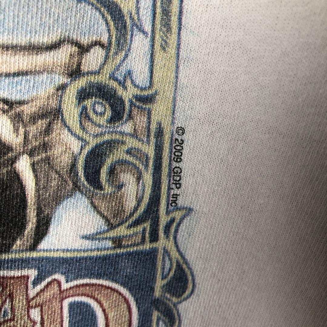 2000'S Liquid Blue Grateful Dead Skull Pattern Floral Band T-Shirt (Men's Size M) cotton Beige type Vintage Second Hand
