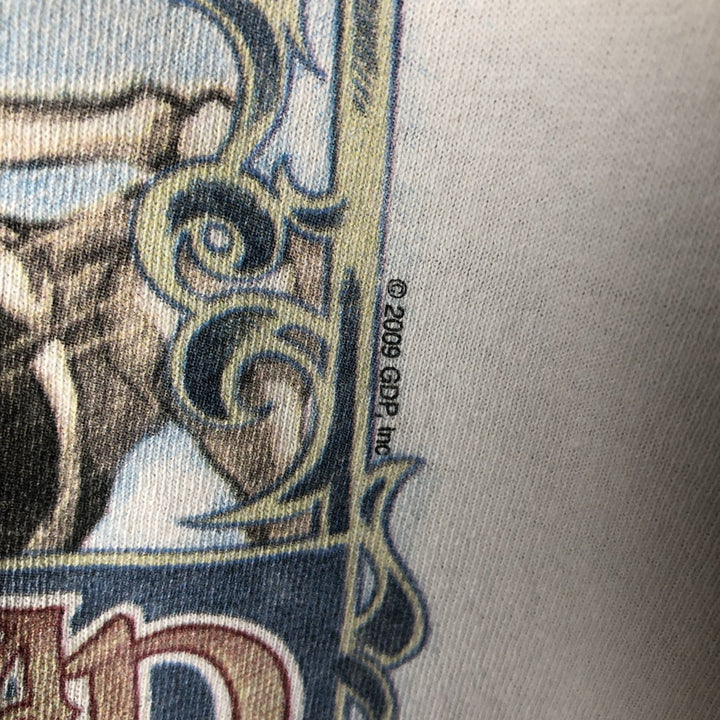 2000'S Liquid Blue Grateful Dead Skull Pattern Floral Band T-Shirt (Men's Size M) cotton Beige type Vintage Second Hand