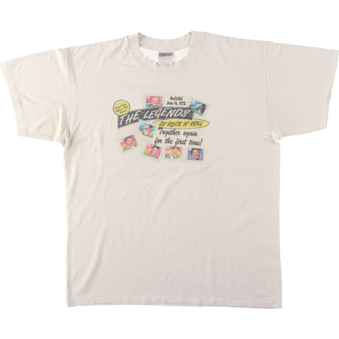 ONEITA The Legends of Rock 'n' Roll Band T-Shirt (Men's XL equivalent) cotton unbleached Vintage Second Hand