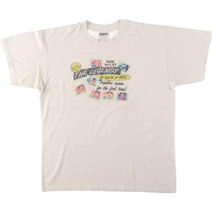 ONEITA The Legends of Rock 'n' Roll Band T-Shirt (Men's XL equivalent) cotton unbleached Vintage Second Hand