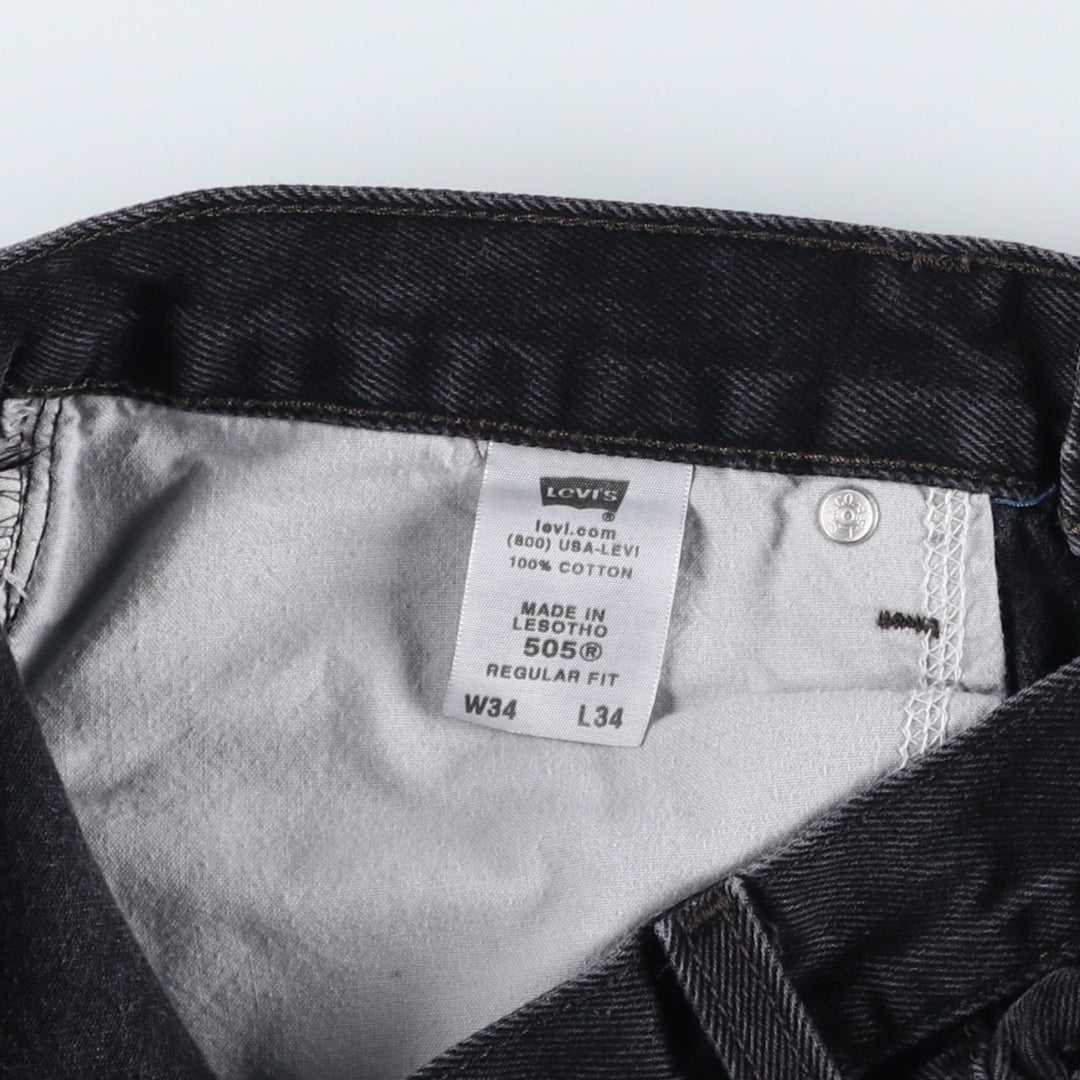 Levi's 505 REGULAR FIT black denim tapered denim pants for men, size w33 cotton black type Vintage Second Hand