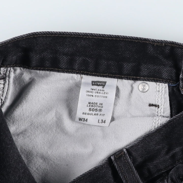 Levi's 505 REGULAR FIT black denim tapered denim pants for men, size w33 cotton black type Vintage Second Hand