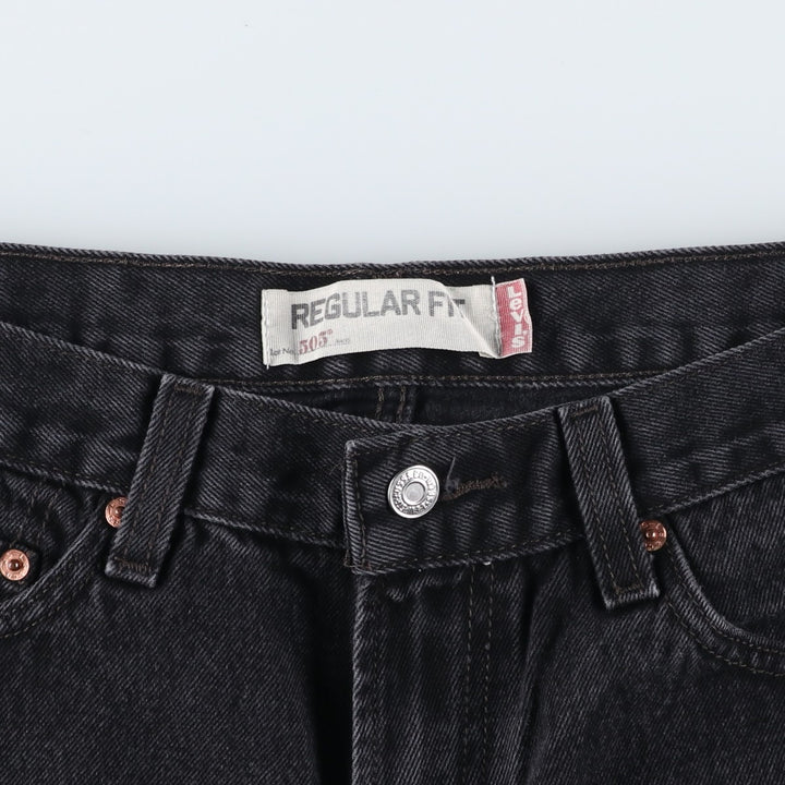 Levi's 505 REGULAR FIT black denim tapered denim pants for men, size w33 cotton black type Vintage Second Hand