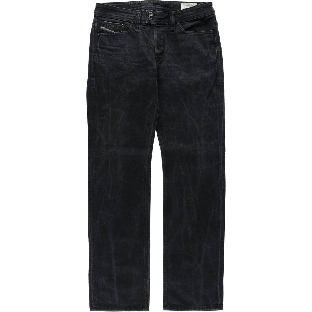 Diesel black denim straight leg jeans, made in Italy, men's size W31 (approx.) cotton black type Vintage Second Hand