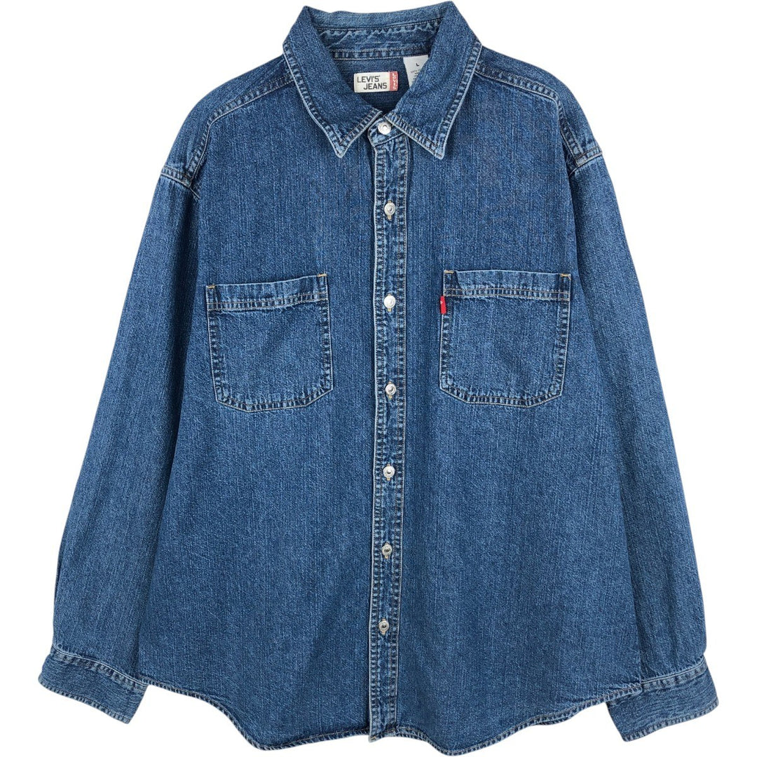 90s-00'S Levi's Jeans Long-Sleeve Denim Shirt, Men's Size L (approx.), Vintage cotton Indigo Vintage Second Hand