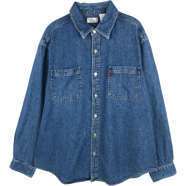 90s-00'S Levi's Jeans Long-Sleeve Denim Shirt, Men's Size L (approx.), Vintage cotton Indigo Vintage Second Hand
