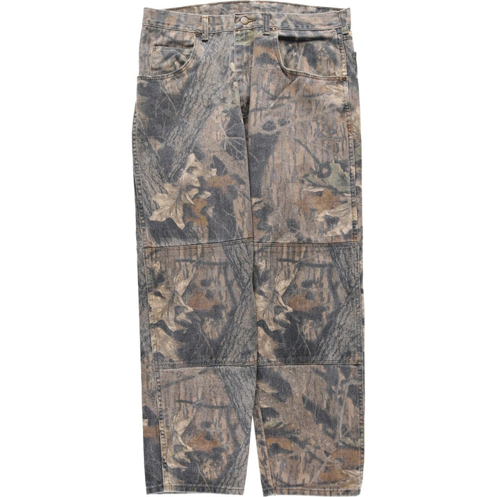 Wrangler RealTree Camo Double Knee Tapered Denim Pants (Men's W35 equivalent) cotton Khaki type sage green Vintage Second Hand
