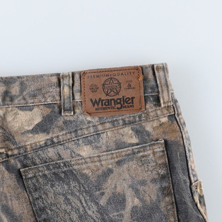 Wrangler RealTree Camo Double Knee Tapered Denim Pants (Men's W35 equivalent) cotton Khaki type sage green Vintage Second Hand