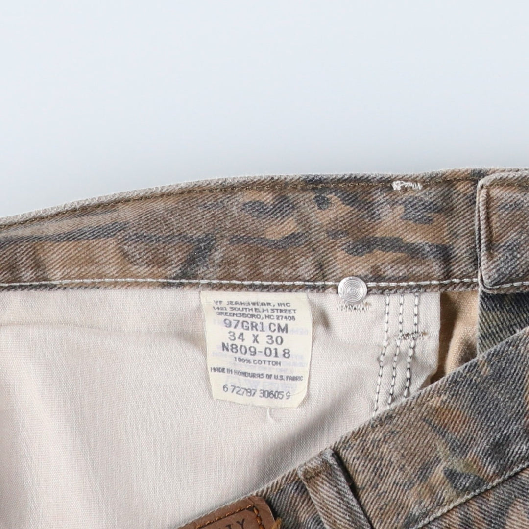 Wrangler RealTree Camo Double Knee Tapered Denim Pants (Men's W35 equivalent) cotton Khaki type sage green Vintage Second Hand