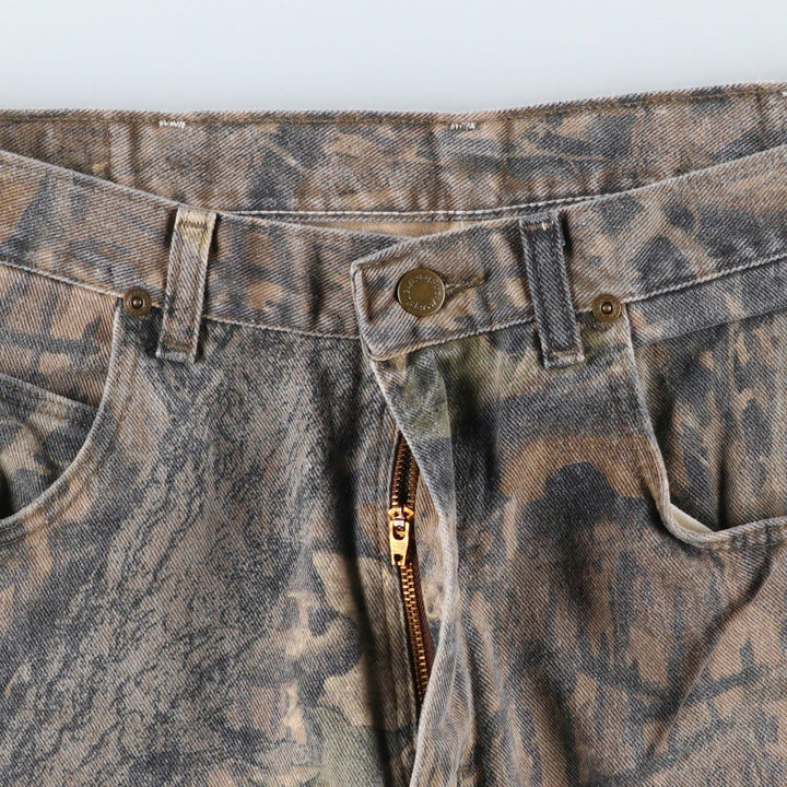 Wrangler RealTree Camo Double Knee Tapered Denim Pants (Men's W35 equivalent) cotton Khaki type sage green Vintage Second Hand