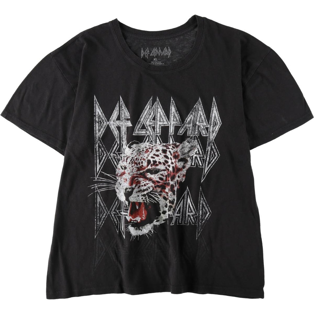 DEF LEPPARD Def Leppard Leopard Pattern Band T-shirt Band Tee Men's XL equivalent cotton black type Vintage Second Hand