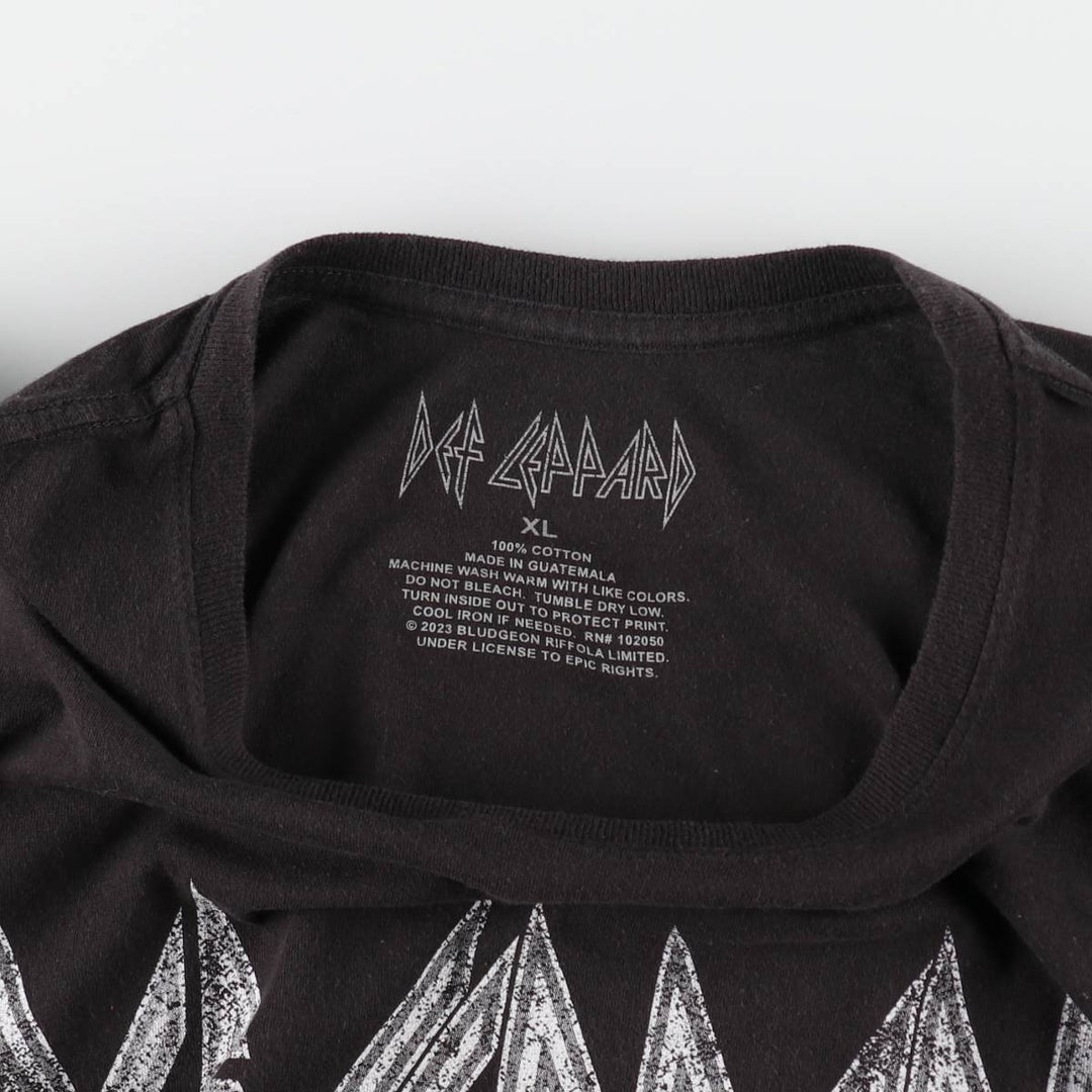 DEF LEPPARD Def Leppard Leopard Pattern Band T-shirt Band Tee Men's XL equivalent cotton black type Vintage Second Hand