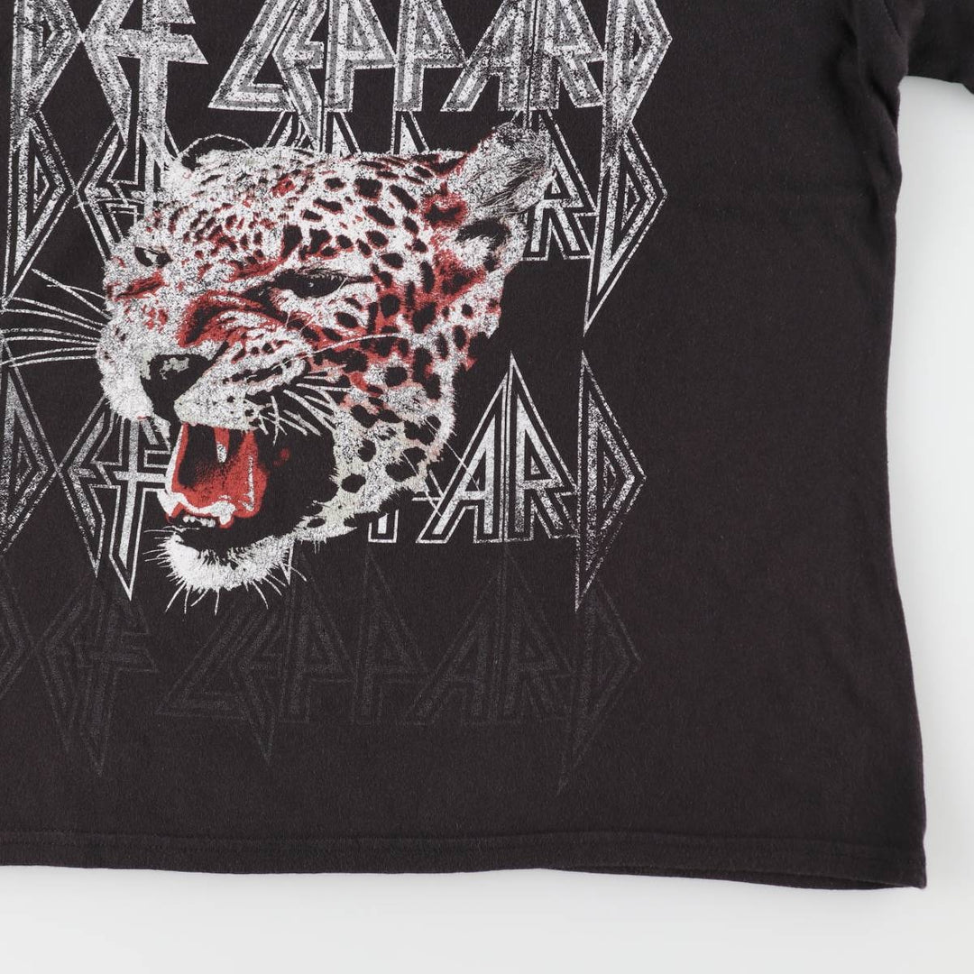 DEF LEPPARD Def Leppard Leopard Pattern Band T-shirt Band Tee Men's XL equivalent cotton black type Vintage Second Hand