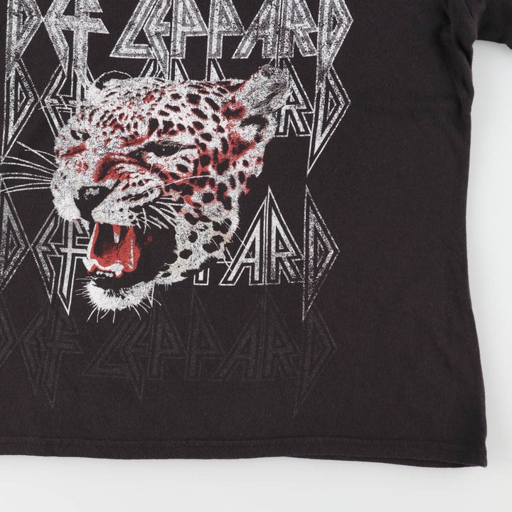 DEF LEPPARD Def Leppard Leopard Pattern Band T-shirt Band Tee Men's XL equivalent cotton black type Vintage Second Hand
