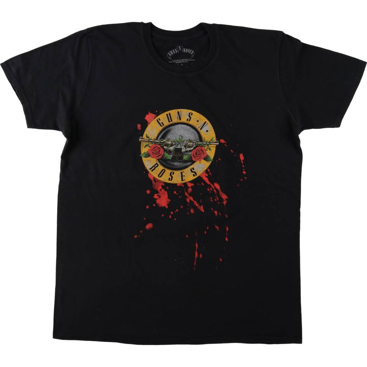 GUNS N' ROSES band t-shirt, made in the UK, men's size L (equivalent). cotton white type Vintage Second Hand