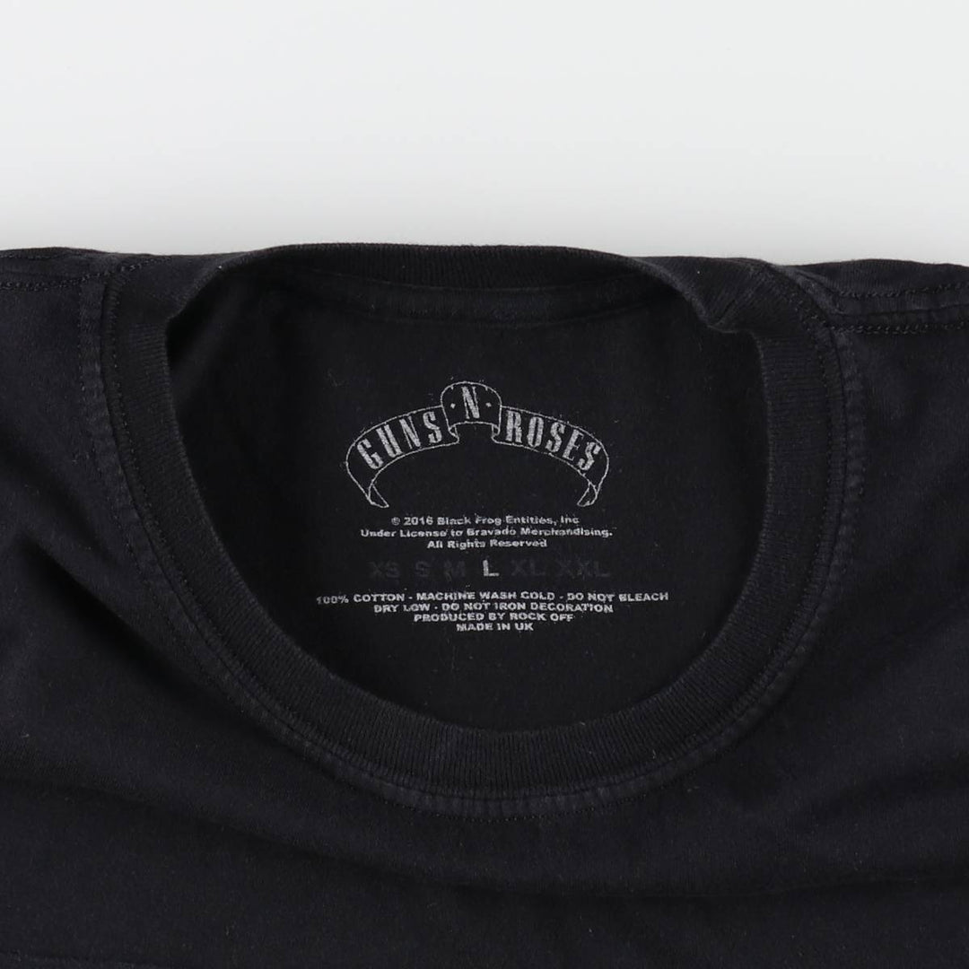 GUNS N' ROSES band t-shirt, made in the UK, men's size L (equivalent). cotton white type Vintage Second Hand